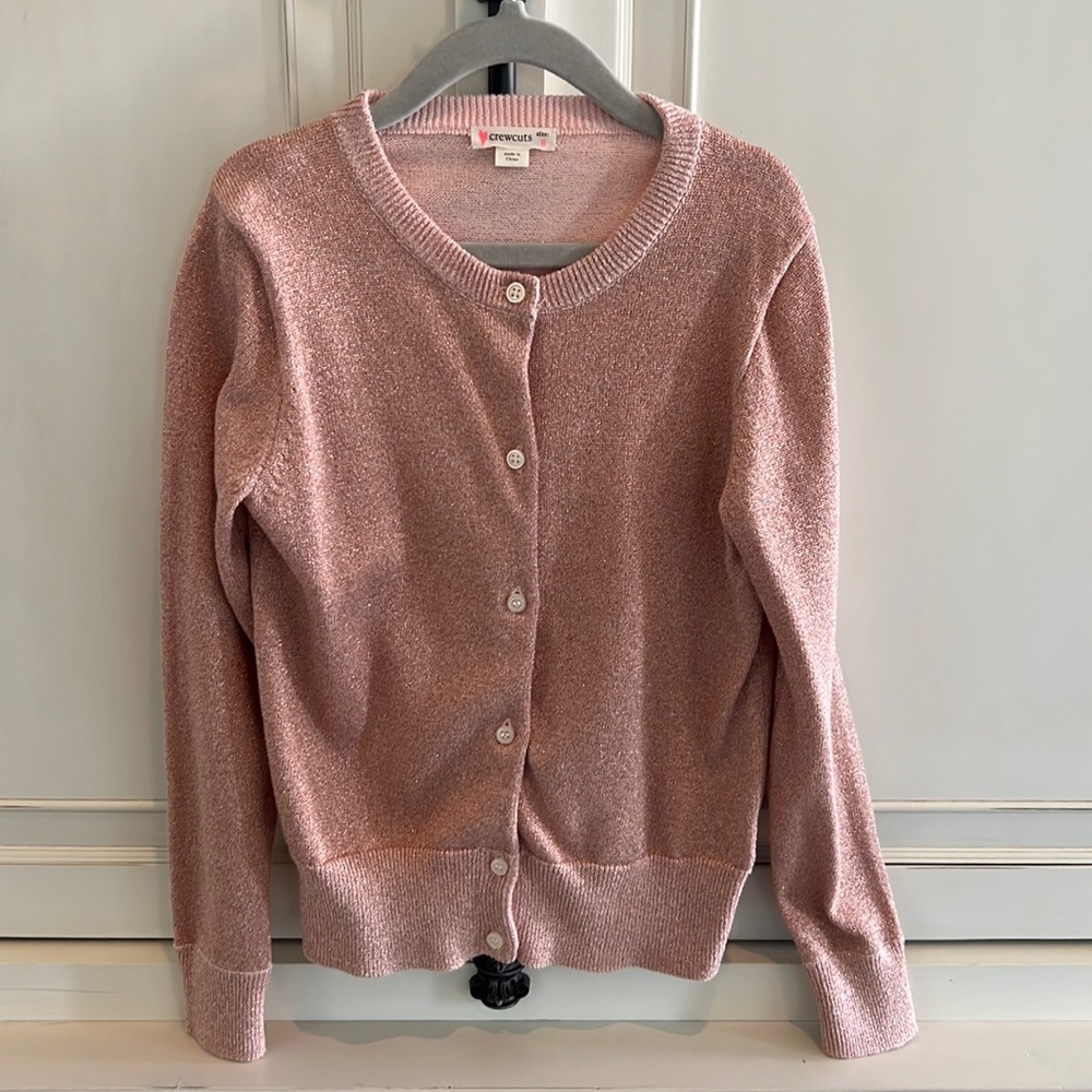 New without tags Crewcuts pink Shimmer cardigan
